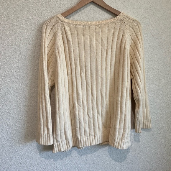 55. VTG Bill Bass Womens XL Tan Cable Knit Cardigan Beaded Sequin Ribbed Grandma - Picture 5 of 8